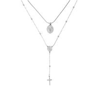 QFDKWMCSQ Ensemble de colliers superposés pour femmes en 2 pièces, bijoux religieux pendentif Vierge Marie et Croix