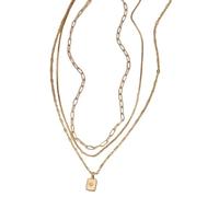 QFDKWMCSQ Femmes à la mode, à plusieurs étages, colliers avec collier ras-du-cou, boîte à trombones, chaîne de cadeaux à pendentifs empilables, ensemble de bijoux à pendentifs empilables