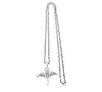 QFDKWMCSQ Manta Ray Chaîne de totem polynésienne pour femmes Hommes Bijoux de couleur argentée de la Raie du diable Horde ethnique de la gloire Poisson Bijoux