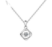 QFDKWMCSQ Nouvelle mode Square Will Danse Pendentifs Collier Femmes Bijoux Lucky Clover Strass Chaîne de clavicule