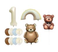 QFEHTHSK 1 Lot de Ballons Décoratifs Ours Arc-en-Ciel, 1 Morceau De Bougie Ours, Ballons d'anniversaire pour Enfants, Ballons De Décoration De Chambre pour Garçons Et Filles.