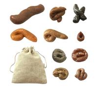 QFEHTHSK 10 Pièces De Merde Simulée Et 1 Pièce De Sac De Rangement, Jouet De Simulation, Jouet Novateur, Jouet Créatif, Jouet De Fête