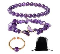 QFEHTHSK 2 Bracelets en Cristal avec Bracelet Papillon et Bague, Bijoux Élégants à La Mode pour Femme, Sac De Rangement Inclus