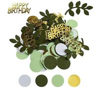 QFEHTHSK 200 Pièces Confettis Joyeux Anniversaire, Paillettes et Feuille Verte pour Décoration de Table - Adaptés aux Fêtes d'anniversaire et Soirées à Thème