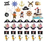 QFEHTHSK 37 Pièces Décorations De Gâteaux Thème Pirate, Décorations De Gâteaux Joyeux Anniversaire, Décorations De Cupcakes, Décorations De Muffins Pirate pour Anniversaires, Fêtes Costumées