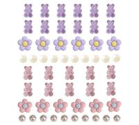 QFEHTHSK 54 Pièces Décorations De Chaussures Mignonnes, Boucles De Chaussures En Perles Tridimensionnelles, Décorations De Chaussures D'Ours En Résine, Fleurs De Chaussures Décoratives Bricolage