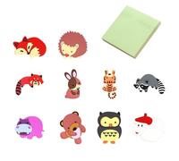 QFEHTHSK Lot de 10 Aimants De Réfrigérateur en Forme d'animaux De Dessin Animé Et 1 Jeu De Notes Autocollantes, Aimants pour L'Éducation De La Petite Enfance