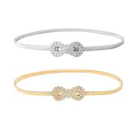 QFEHTHSK Lot De 2 Ceintures En Strass, Accessoires Vestimentaires, Ceintures Fines Élastiques, Ceintures Pour Femmes À La Mode, Ceintures Élégantes, Ceintures Habillées, Ceintures Brillantes