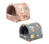 QFEHTHSK Lot de 2 lits imprimés de dessin animé pour animaux de compagnie, lits doux et confortables, fournitures pour animaux de compagnie, convient pour lapins nains, chinchillas, hamsters