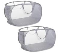 QFEHTHSK Lot De 2 Paniers À Linge en Maille, Grand Panier À Linge Pliable, Panier À Linge De Grande Capacité, Panier À Linge Sale Respirant, Panier De Rangement pour Linge Sale
