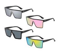 QFEHTHSK Lot De 4 Lunettes De Soleil À Monture Carrée, Lunettes De Soleil Tendance, Accessoires Vestimentaires, Lunettes De Soleil De Protection Solaire, Lunettes De Soleil Pour Femmes