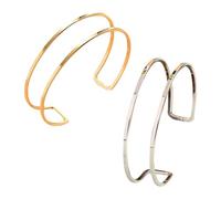 QFEHTHSK Pack De 2 Bagues De Bras Ouvertes, Bagues De Bras Ouvertes Double Couche, Bracelets Manchette, Bracelets Ouverts, Bagues De Bras Personnalisées À La Mode, Bijoux Géométriques Empilables