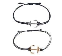 QFEHTHSK Pack De 2 Bracelets Pendentifs Ancre, Bracelets Tressés, Bracelets Vintage, Bracelets Simples Mode, Bracelets Réglables, Bracelets Créatifs