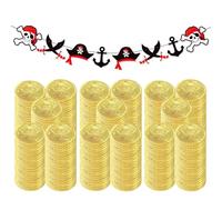 QFEHTHSK Pièces De Jeu 100 Pièces Et Drapeau Pirate 1 Pièce, Pièces d'or Jouets, Pièces De Jeu pour Enfants, Articles De Fête, Décorations De Fête