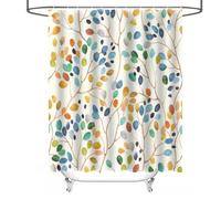 QFEHTHSK Rideau De Douche Végétal Coloré, Rideau De Salle De Bain Végétal Peint, Imperméable, Anti-Moisissure, Séparation De Salle De Bain