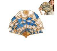 QFFYFZAL Éventail Système Solaire, Éventail pliant ajouré en résine, Motif Ciel, Soleil et Lune, Style Chinois pour les passionnés d'astronomie et d'art