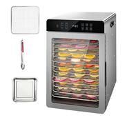 QFGain DéShydrateur Alimentaire Domestique Et Professionnel - 800 W, 6 Menus PréRéGléS, SéChoir éLectrique avec éCran Tactile LED, 10/12/16 Plateaux pour Fruits, Viandes, LéGumes Et Friandises 12Tray