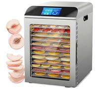 QFGain DéShydrateur Alimentaire Professionnel, éCran Tactile Intelligent, 12 Plateaux en Acier Inoxydable avec Porte VitréE, SéChage Uniforme à 360° pour PâTes De Fruits Et Friandises pour Chiens