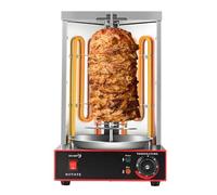 QFGain Four à Dinde Rotatif Vertical Et Gril à Shawarma - 3000 W, Chauffage éLectrique Professionnel Uniforme De 50 à 300 °C, Rotation Automatique, Hauteur RéGlable, Acier Inoxydable, pour Gyros