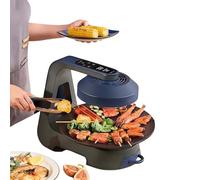 QFGain Grill éLectrique sans FuméE : Cuisson IntéRieure/ExtéRieure avec ContrôLe De La TempéRature De 80 °C à 280 °C, éCran Tactile LCD, Minuterie De 0 à 80 Minutes, pour 2 à 5 Personnes