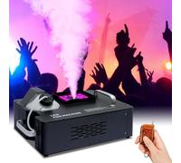 QFGain Machine à FuméE à Base d'eau, DéBit De 18 000 Pi³/Min, PortéE De 8 M, avec 24 LED Rvb, Compatible DM×512, Grand RéServoir De 3 L, Machine à FuméE pour Spectacle 1500W