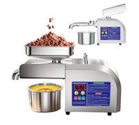 QFGain Presse à Huile éLectrique en Acier Inoxydable, Pressage à Froid Et à Chaud De 50 °C à 300 °C pour Un Rendement Maximal en Huile De CacahuèTes, De Noix, D'Olives 800W-6-12catties/h