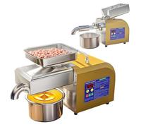 QFGain Presse à Huile éLectrique en Acier Inoxydable, Pressage à Froid Et à Chaud De 50 °C à 300 °C pour Un Rendement Maximal en Huile De CacahuèTes, De Noix, D'Olives 1100W-8-18catties/h