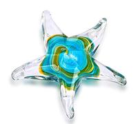 QFkris 12,7 cm Étoile de mer en verre, figurine en verre soufflé en cristal faite à la main, décor de table, étoile de mer, ornement de collection, clair et vert pour femmes