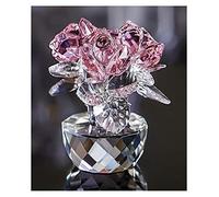 QFkris Bouquet de Roses en Cristal Rose - Figurine en Verre - Décoration pour la fête des mères