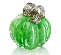 QFkris Citrouille en verre soufflé à la main - Presse-papier - Décoration de table pour la récolte d'automne, Thanksgiving, Halloween (12,7 cm, couleur jade clair)
