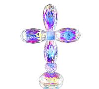 QFkris Croix en cristal de 17,8 cm, croix décorative en verre pour table, étagère, décoration d'intérieur, cadeau de Saint-Valentin pour femme