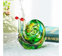 QFkris Figurine Escargot en Verre soufflé de 11,2 cm - Objet de Collection - Fabriqué à la Main - Presse-Papier Animal - Décoration d'intérieur - Cadeau