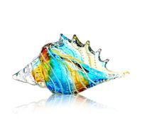QFkris Figurines de coquillage en verre soufflé à la main, 24,4 cm, statue de coquillages en cristal pour océan, plage, décoration côtière, décoration d'intérieur, centre de table nautique