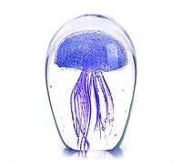 QFkris Figurines de méduses en Verre soufflé à la Main - Presse-Papier en Verre - Sculpture d'animaux Marins pour décoration de Table d'aquarium