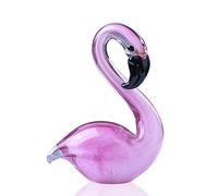 QFkris Figurines flamant rose en verre soufflé à la main, sculpture de flamant rose en verre, souvenir de décoration d'intérieur, cadeau de Saint-Valentin pour femme