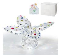 QFkris Grand Papillon en Cristal de 10,2 cm de Large - Figurines de Collection avec Base en Boule de Cristal - Ornement en Verre découpé - Statue d'animal de Collection