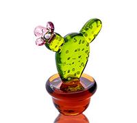 QFkris Mini cactus en verre soufflé à la main de 5,1 cm - Figurine miniature de collection en verre - Ornement de plantes de simulation B