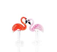 QFkris Qf Lot de 2 figurines d'animaux en verre souffl faites la main en forme de flamants roses