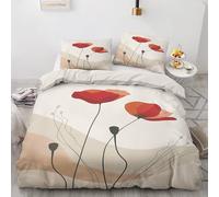 Qfpryzius Housse de Couette 200x200 Coquelicot, Réversible Parure de Lit Abstrait Modern 2 Personnes, Ensemble de literie Microfibre 3 Pièces avec Fermeture Éclair + 2 Taie d'oreiller 65x65
