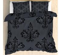 Qfpryzius Housse de Couette 220x240 Baroque Gothique, Réversible Parure de Lit Noir Vintage 2 Personnes, Ensemble de literie Microfibre 3 Pièces avec Fermeture Éclair + 2 Taie d'oreiller 65x65