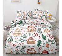 Qfpryzius Parure de Lit 90x190 Enfant pour 1 Personne Maison en Pain D'épice, Housse de Couette Réversible Noël + 1 Taie d'oreiller 65x65, Doux Ensemble de Literie en Microfibre pour Garçon Fille