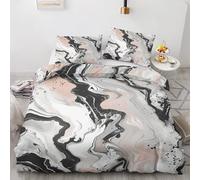 Qfpryzius Parure de Lit 90x190 Enfant pour 1 Personne Marbre Noir et Blanc, Housse de Couette Réversible Moderne + 1 Taie d'oreiller 65x65 cm, Ensemble de Literie en Microfibre pour Garçon Fille