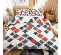 Qfpryzius Parure de Lit Enfant 1 Personne 90x190 Damier, Housse de Couette Réversible Coloré + 1 Taie d'oreiller 65x65 - Ensemble de Literie Garçon et Fille
