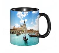 QFSDGY Tasse à Café | Tasse Céramique Fine | Cadeau Original | 330ml | Mug avec Anse | Cadeau Original pour Homme et Femme | Venise, ses bâtiments colorés et son canal avec des bateaux ; l'île de Bu
