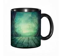 QFSDGY Tasse à Café | Tasse Céramique Fine | Cadeau Original | 330ml | Mug avec Anse | Cadeau Original pour Homme et Femme | Plage de sable fin déserte, mer bleue, cocotiers et ciel bleu en arrière-