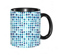 QFSDGY Tasse à Café | Tasse Céramique Fine | Cadeau Original | 330ml | Mug avec Anse | Cadeau Original pour Homme et Femme | Art floral bleu, fleurs bleues épanouies et pétales éparpillés sur fond b
