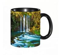 QFSDGY Tasse à Café | Tasse Céramique Fine | Cadeau Original | 330ml | Mug avec Anse | Cadeau Original pour Homme et Femme | Cascade, image surréaliste de cascades sous les arbres du lac Fairy Lake