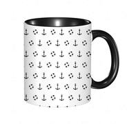 QFSDGY Tasse à Café | Tasse Céramique Fine | Cadeau Original | 330ml | Mug avec Anse | Cadeau Original pour Homme et Femme | Impression sépia sur le thème nautique, avec des vagues, un voilier et de