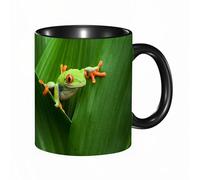 QFSDGY Tasse à Café | Tasse Céramique Fine | Cadeau Original | 330ml | Mug avec Anse | Cadeau Original pour Homme et Femme | rainette sauvage allongée sur une végétation inconnue
