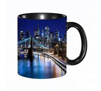 QFSDGY Tasse à Café | Tasse Céramique Fine | Cadeau Original | 330ml | Mug avec Anse | Cadeau Original pour Homme et Femme | New York, paysage urbain de New York dessiné à la main viag touristique (